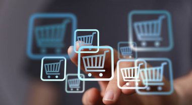 Çevrimiçi Perakende Alışveriş Arabaları Konseptine Dokunma