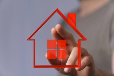 Kırmızı Ev Sahibi Ev Sahipliği ve Gayrimenkul 'ü Sembolize Ediyor