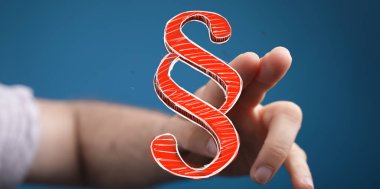 Kanun ve Adaleti temsil eden Kırmızı Paragraf Sembol ile El Etkileşimi