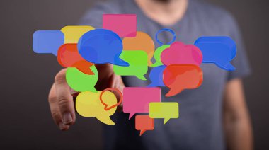 Renkli Konuşma Baloncukları Yakınlarda Yüzüyor İletişim Anlamı