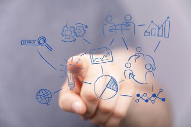 İş konsepti yenilik fikri elle çizilmiş grafiklerle temsil edilir