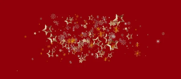 Festive Christmas background with stars and snowflakes on red