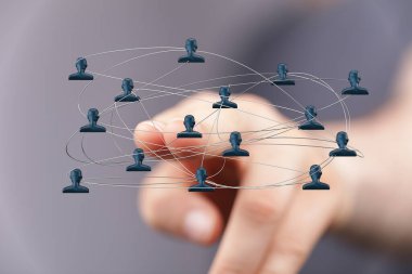 Bulanık arkaplan kavramına dokunma ile bağlantılı insanlardan oluşan ağ