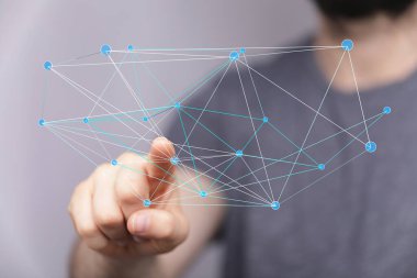 Dijital ağ bağlantısı konsepti, dijital bilgi ve veriye bağlanma