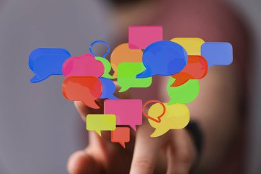 Parmak Dokunuşu Konuşması Dijital İletişim Konsepti