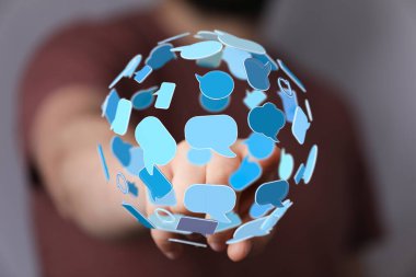 Sosyal medya aracılığıyla dünya çapında insanları birbirine bağlayan küresel iletişim ağı kavramı