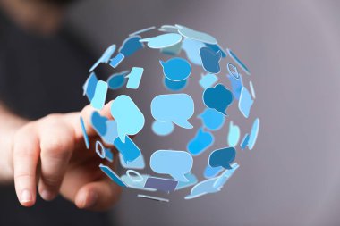 İletişim İçin Konuşma Baloncuklarından Yapılan El Dokunma Dijital Küresi