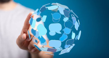 Konuşma Baloncuklarının Küresel Bulutuna Elle Dokunma Ağ İletişimi