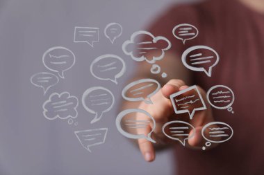 Elle Dokunma Dijital Konuşma Kabarcıkları İletişim Ağı 'nı temsil ediyor