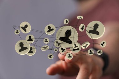 Dijital Teknoloji Konseptine Bağlı Soyut Sosyal Ağ Resimleri