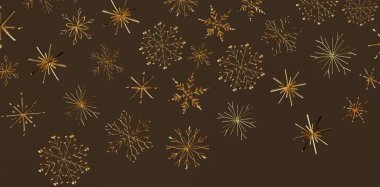 Tatil Tasarımları İçin Kahverengi Arkaplanda Zarif Altın Kar Tanesi Şablonu