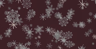 Kış mevsimi için Soyut Kar Taneleri Kestane Arkaplanına Düşüyor