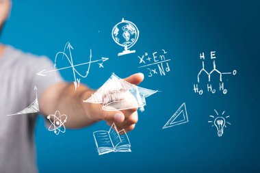 Dijital Öğrenme Simgelerine Elle Dokunma Konsepti