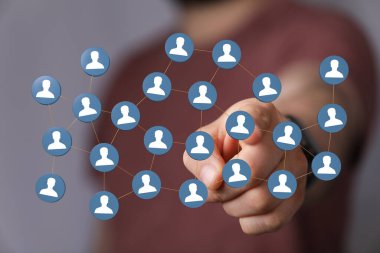 Takım çalışması, iletişim ve topluluğu temsil eden bağlı ağ kavramı