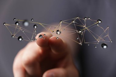 El ile düğümleri gösteren bağlı dijital ağ kavramı