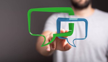 İletişim ve bağlantıyı gösteren dijital konuşma baloncuklarıyla etkileşim.