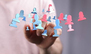 Bağlantı çizgileri ve takım çalışması olan insanların ağ konsepti.