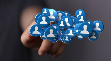 Birbirine bağlı insanların dijital ağ kavramı