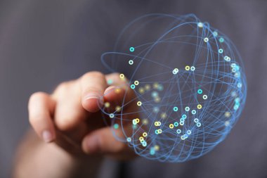 Küresel iletişim ve teknolojiyi temsil eden bağlı ağ küresi