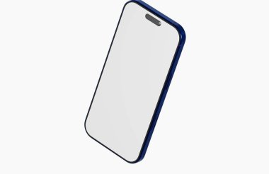 Mavi çerçeveli ve boş ekranlı modern akıllı telefon tasarımı