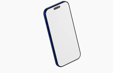 Modern Mavi Akıllı Telefon Teknoloji Görselleri için Beyaz Arkaplan