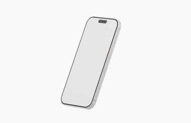 Beyaz arkaplandaki modern akıllı telefon boş ekran modelini gösteriyor