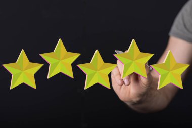 Müşteri Beğeni İçin El Çizimi Beş Altın Yıldız