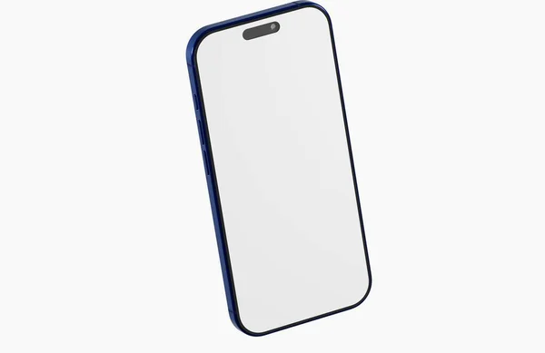 Modern smartphone with blank screen for mockup, blue frame, white background