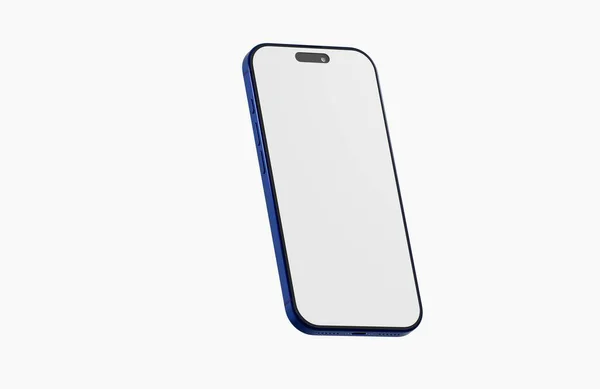 Modern Blue Smartphone Mockup on White Background, Minimalist Technology