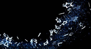 Parıldayan Mavi Elementlerle Soyut Yıldızlı Gece Arkaplanı