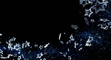 Siyah Boşlukta Parlayan Gümüş Yıldızlı Soyut Arkaplan