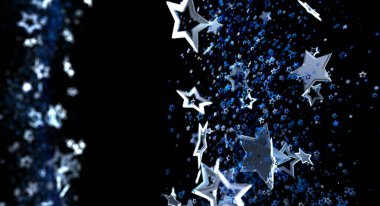 Düşen gök mavisi yıldızların siyah karşısında soyut yıldız arkaplanı