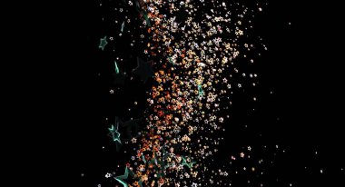 Akan Konfeti ve Karanlık Estetik ile Soyut Yıldızlı Gece Arkaplanı