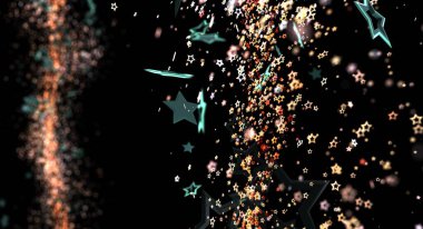 Parlayan Parçacıklar ve Parıltılarla Soyut Yıldızlı Gece Arkaplanı