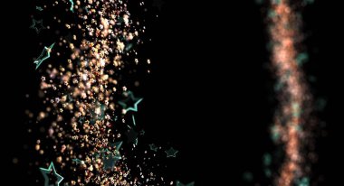 Siyah Arkaplanda Soyut Parlayan Yıldızlar ve Işık İzleri