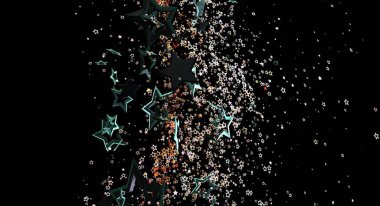 Kutlamalar için siyah arkaplanda parlayan yıldızlarla soyut yıldız arkaplanı