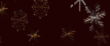 Noel için Koyu Kırmızı Arkaplanda Soyut Kar Taneleri