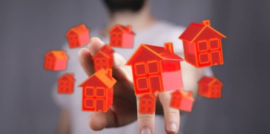 Gayrimenkul ve Emlak 'ı temsil eden konsept ev modelleri