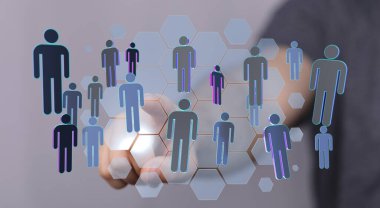 Dijital ağ insan bağlantıları temsili, sosyal medya soyut kavramı