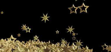 Altın yıldızlar siyah arkaplanda kayıyor