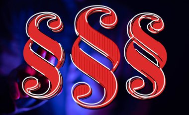 Hukuki Konsept: Karanlık Arkaplanda Üç Bölüm Sembolü