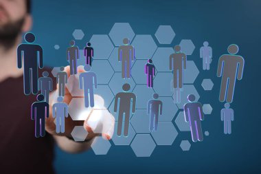 Dijital ağ ve insan etkileşimi kavramı.