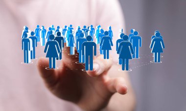 İnsanlara elle dokunan bir insan ağının kavramsal temsili