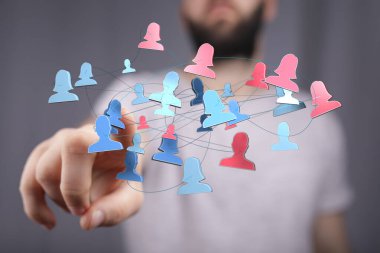 Birbirine bağlı insanların dijital ağ konsepti, takım çalışması