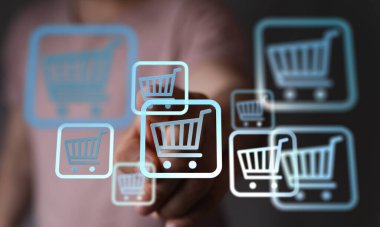 Çevrimiçi Alışveriş: Parmak Tıklatma Alışveriş Aracı Simgeleri