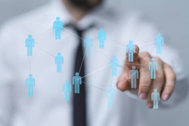 İş dünyasında dijital ağ ve insan bağlantısı kavramı