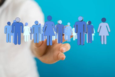 Bir grup Dijital Kişiye Uzanan Elle