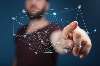 El teması ile dijital ağ bağlantısı, küresel internet kavramı