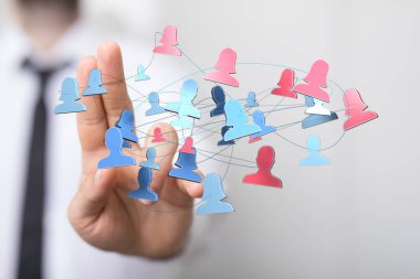 Takım çalışmasını ve iletişimi temsil eden bağlı ağ kavramı.