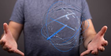 Küresel Bağlantıyı Temsil Eden Dijital Küre Kavramına Sahip Adam